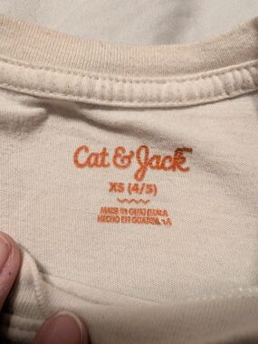 Cat & Jack Cream Short Sleeve Tee with Orange Logo